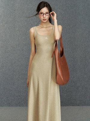 Large U-neck slim vest dress