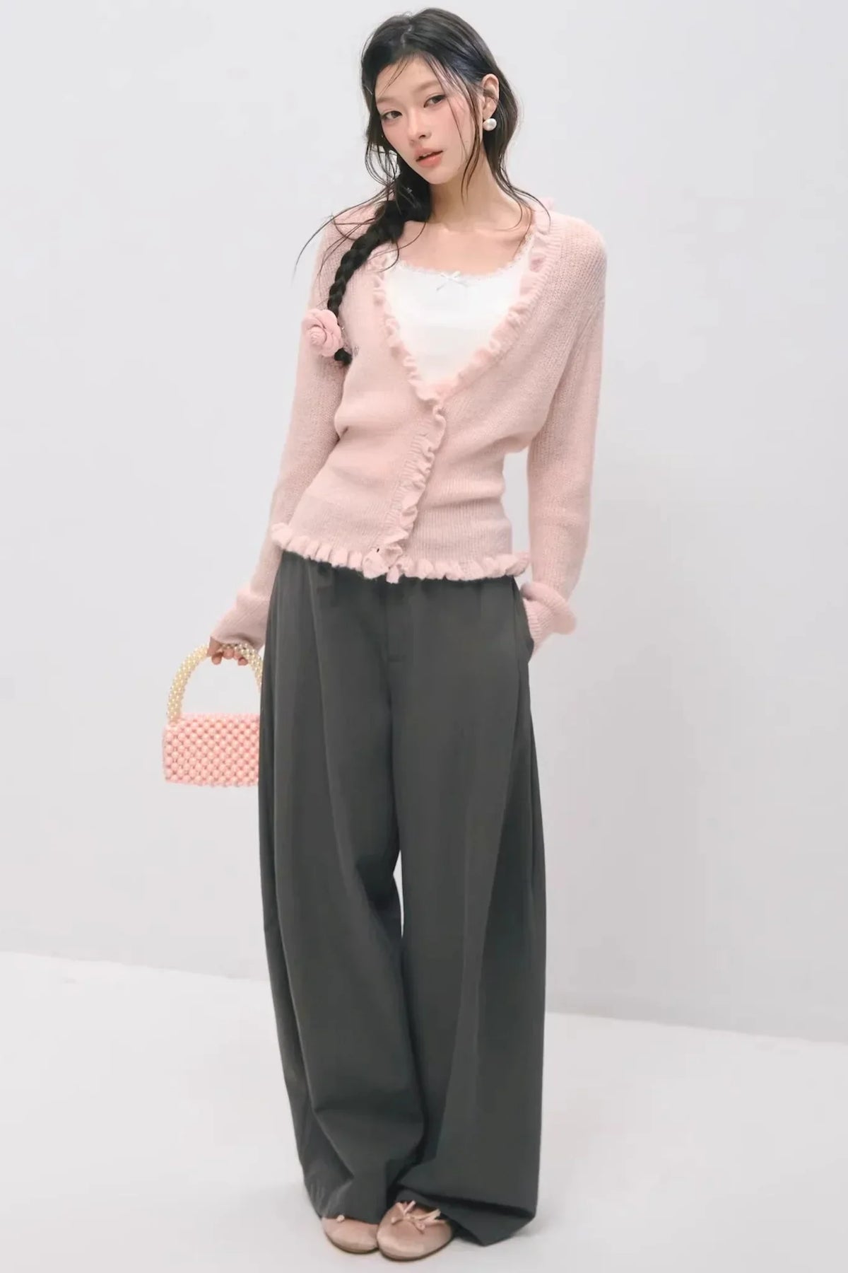 Large V-Neck Lace Waist-Cinching Cardigan