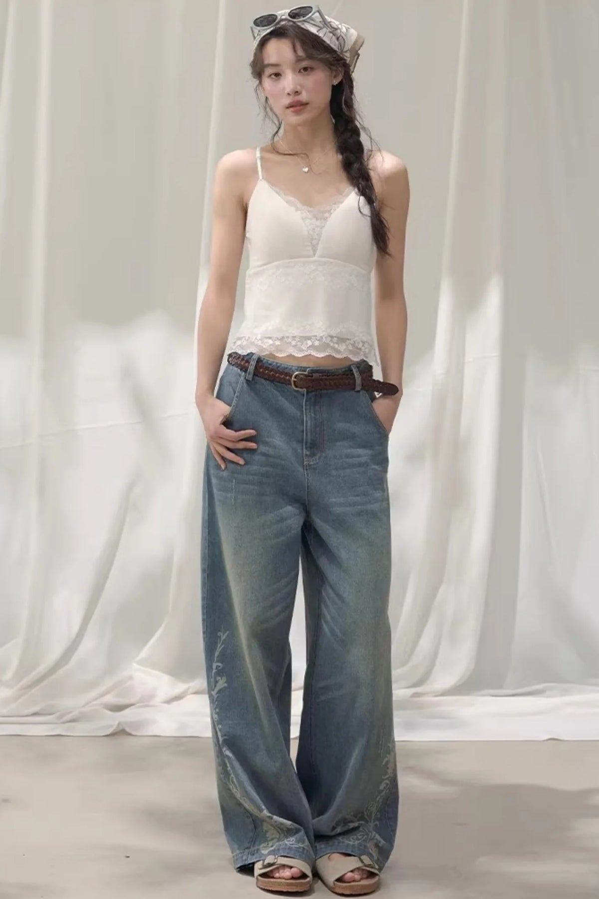 Laser Embossed Vintage Jeans