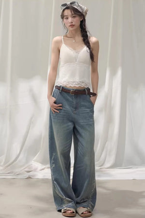 Laser Embossed Vintage Jeans