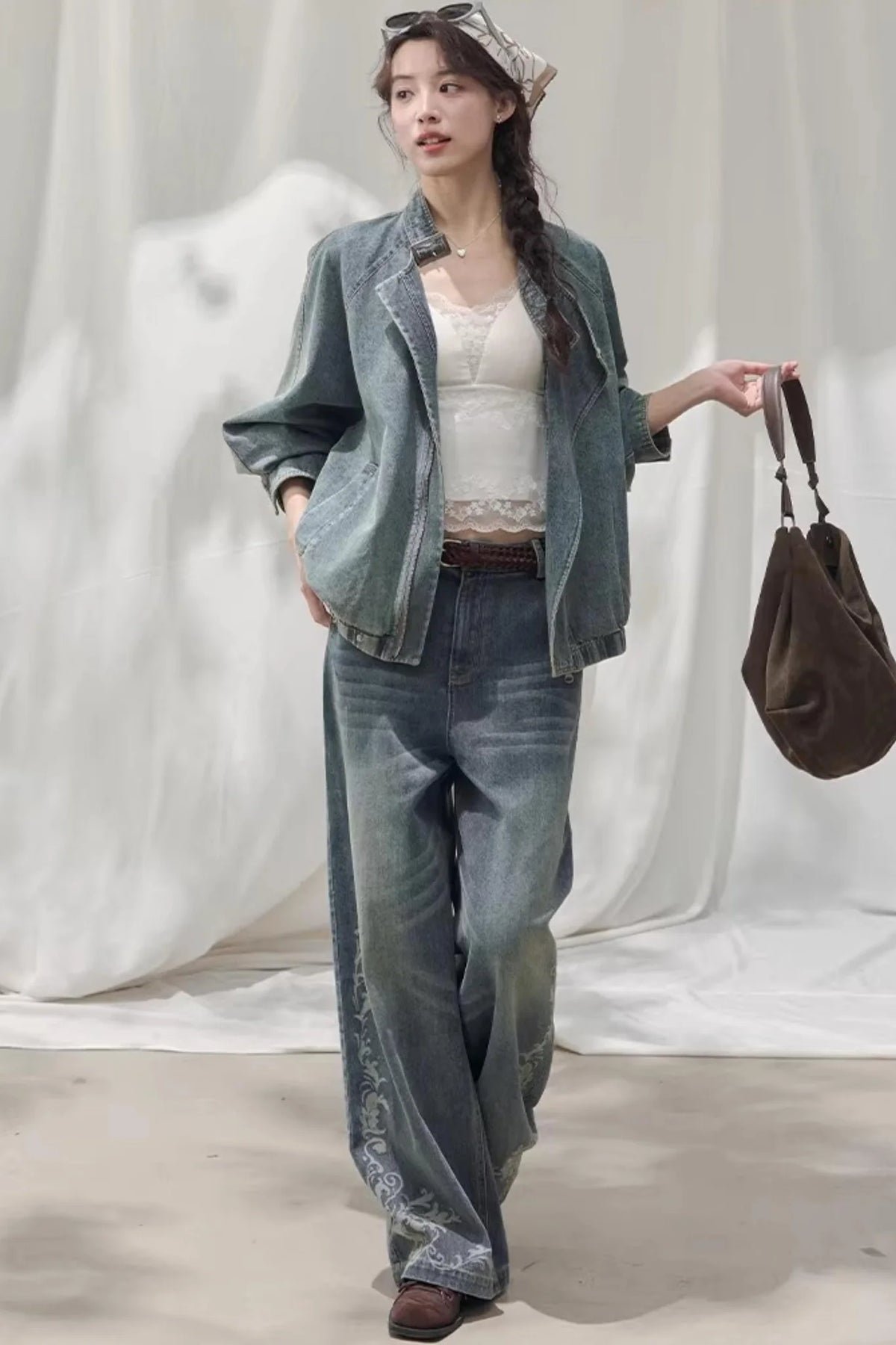 Laser Embossed Vintage Jeans