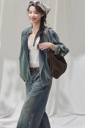 Laser Embossed Vintage Jeans