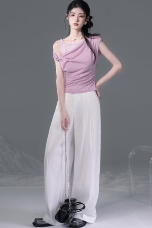 Layered Asymmetrical Linen Vest Set