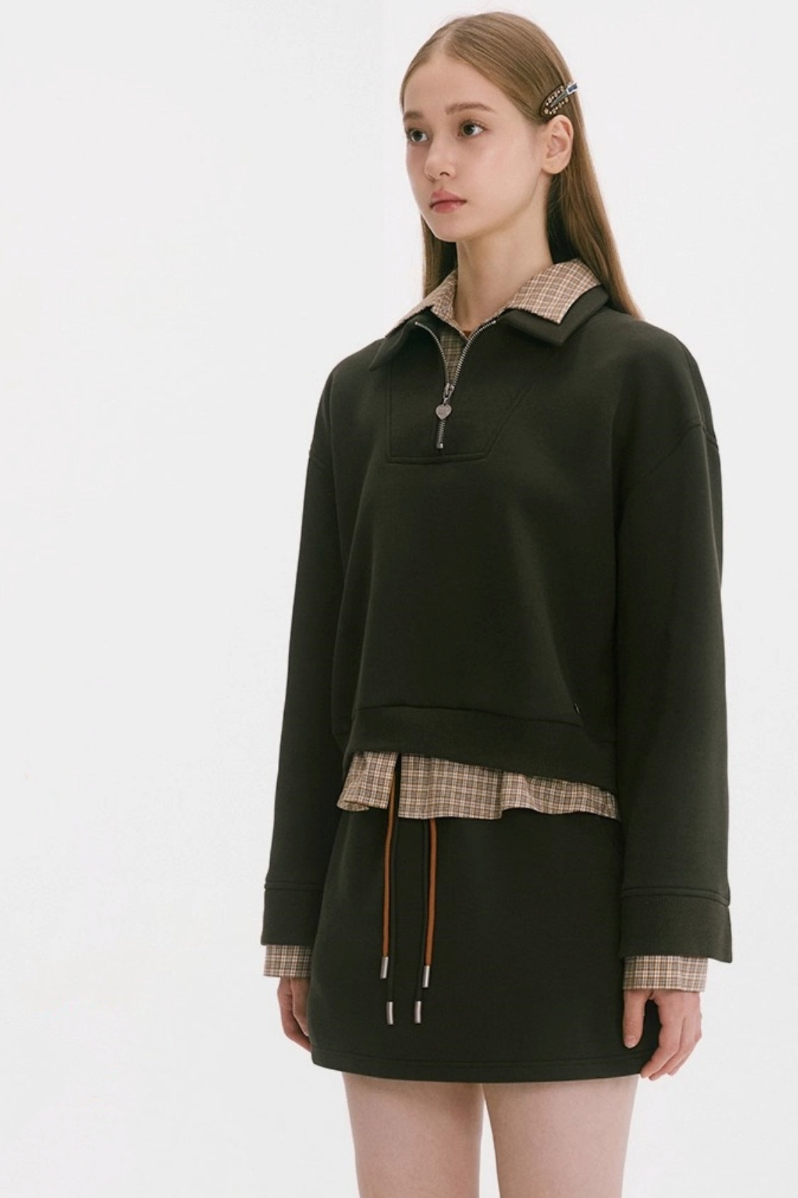 Layered Check Sweatshirt Set-Up
