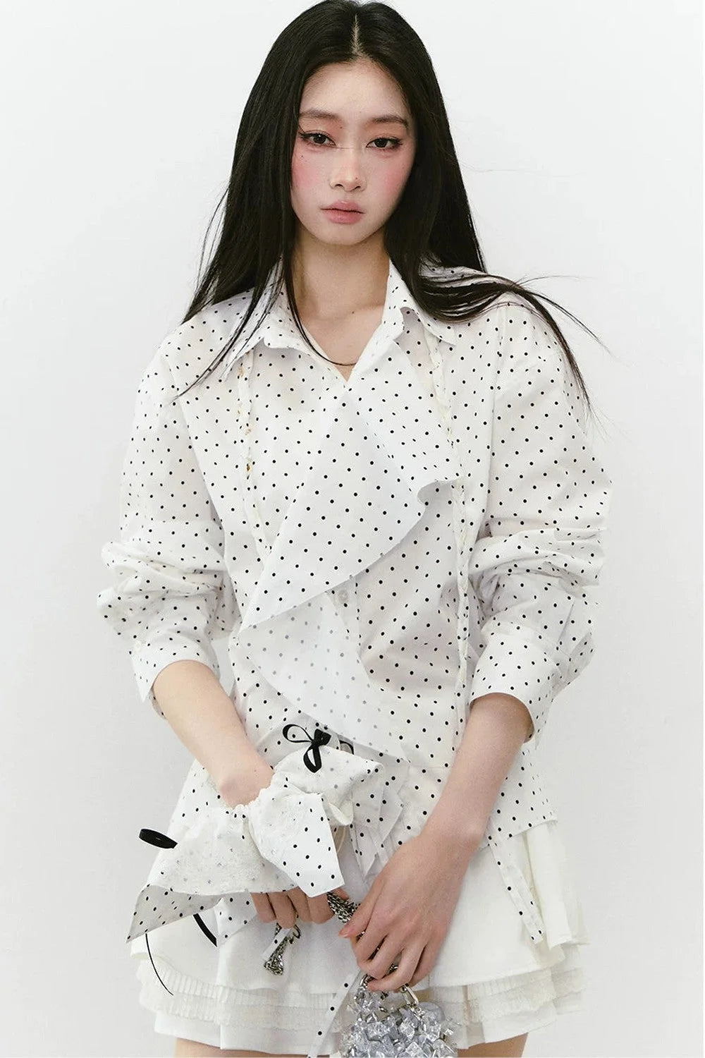 Layered Cropped Long-Sleeve Shirt