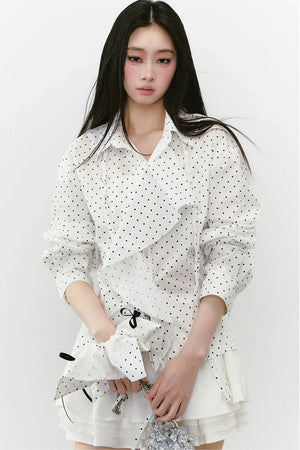 Layered Cropped Long-Sleeve Shirt