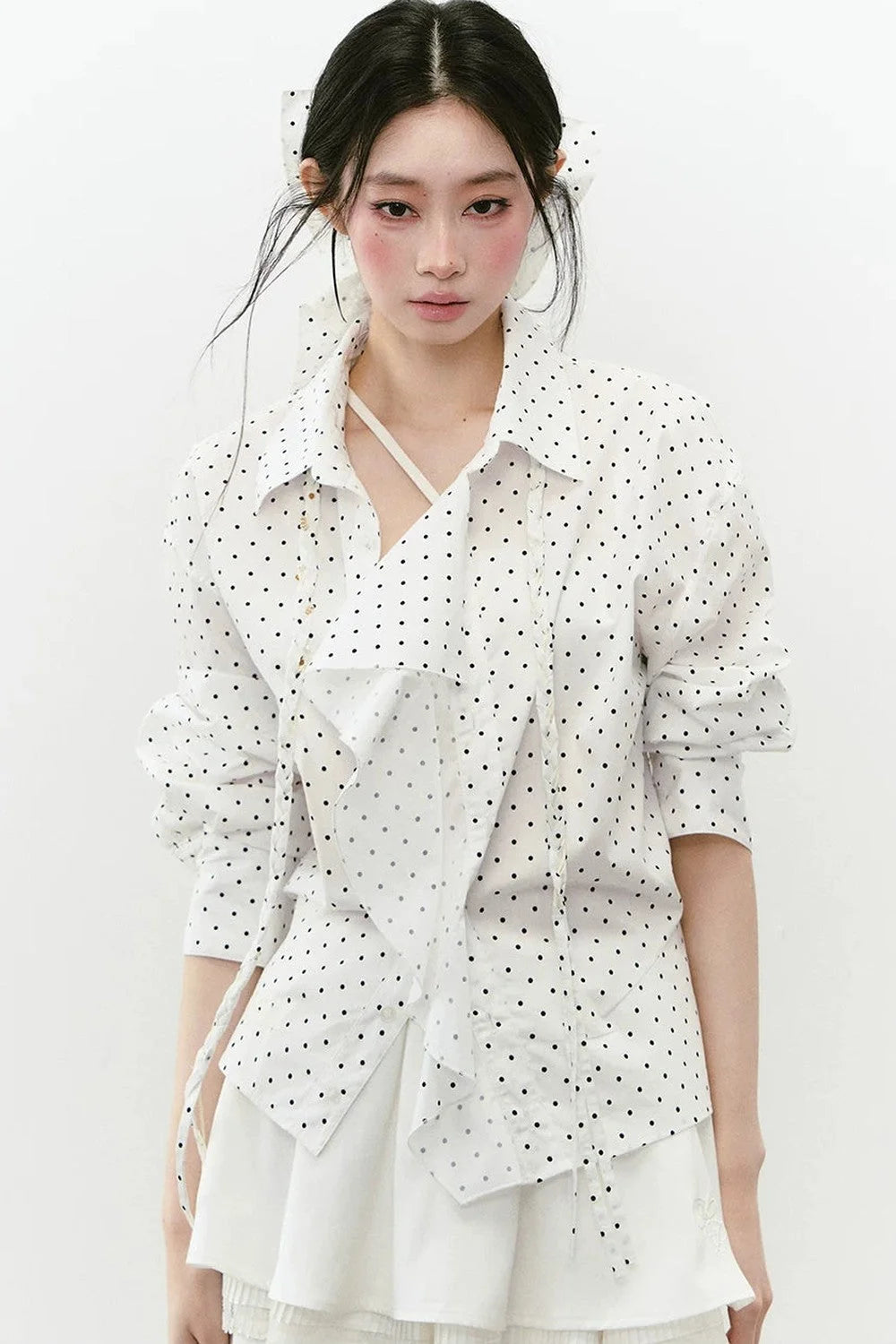 Layered Cropped Long-Sleeve Shirt