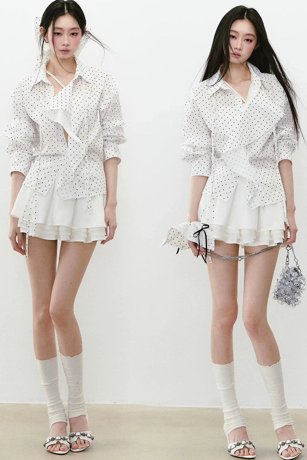 Layered Cropped Long-Sleeve Shirt