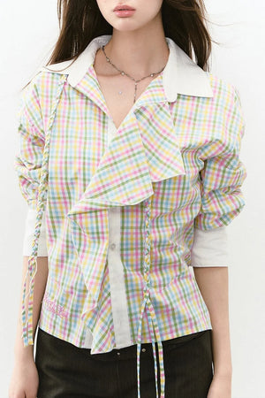 Layered Cropped Long-Sleeve Shirt