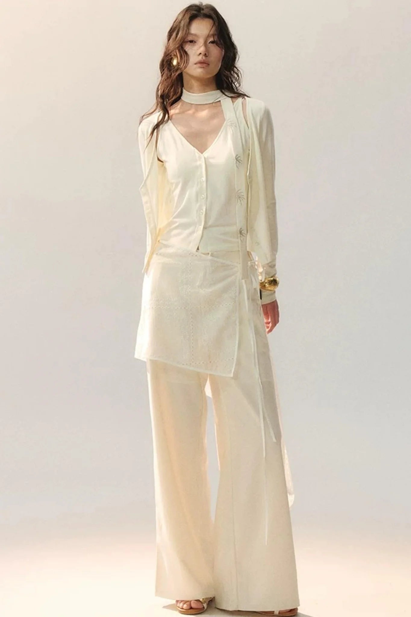 Layered Embroidered Knit Top
