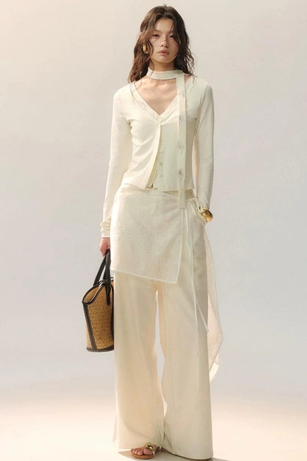 Layered Embroidered Knit Top