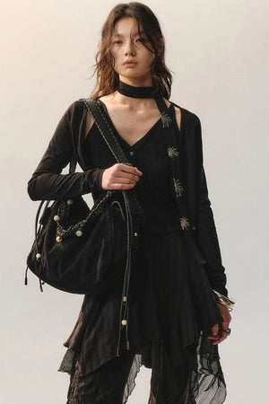 Layered Embroidered Knit Top