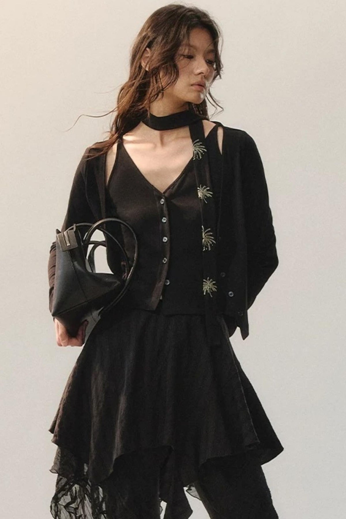 Layered Embroidered Knit Top
