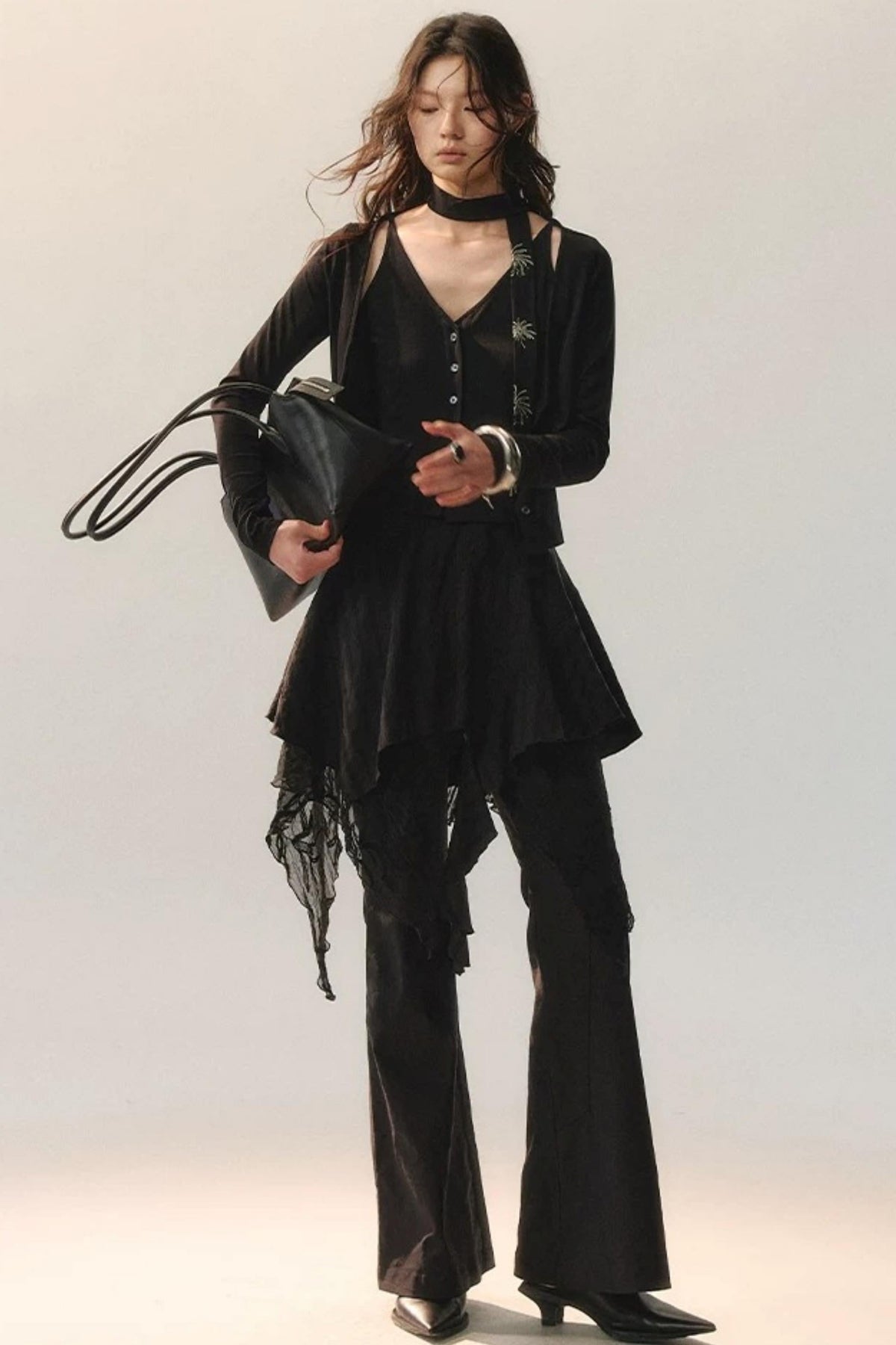 Layered Embroidered Knit Top