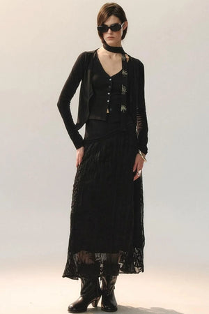 Layered Embroidered Knit Top
