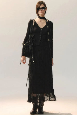 Layered Embroidered Knit Top