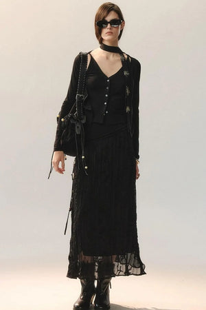Layered Embroidered Knit Top