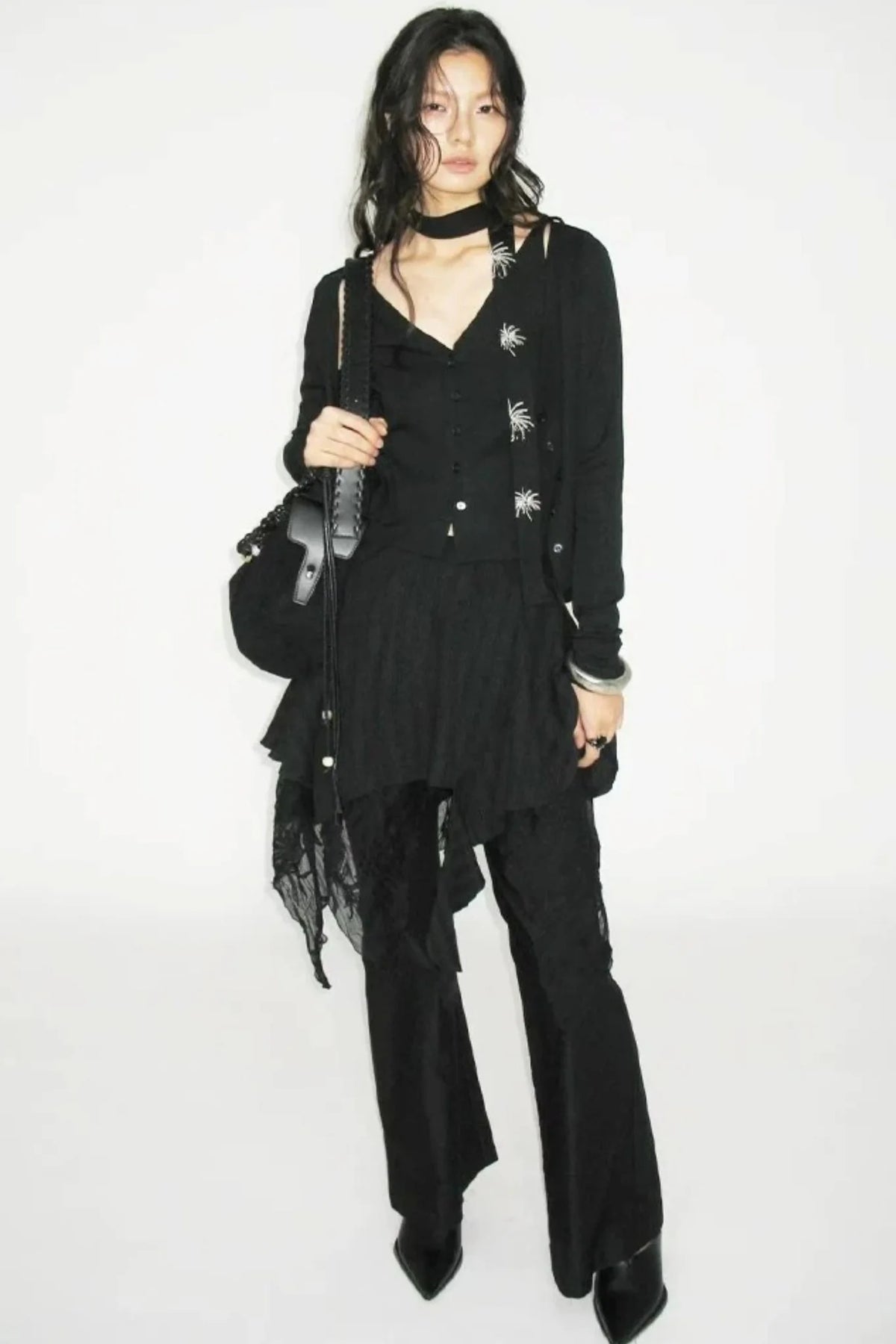 Layered Embroidered Knit Top