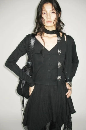 Layered Embroidered Knit Top
