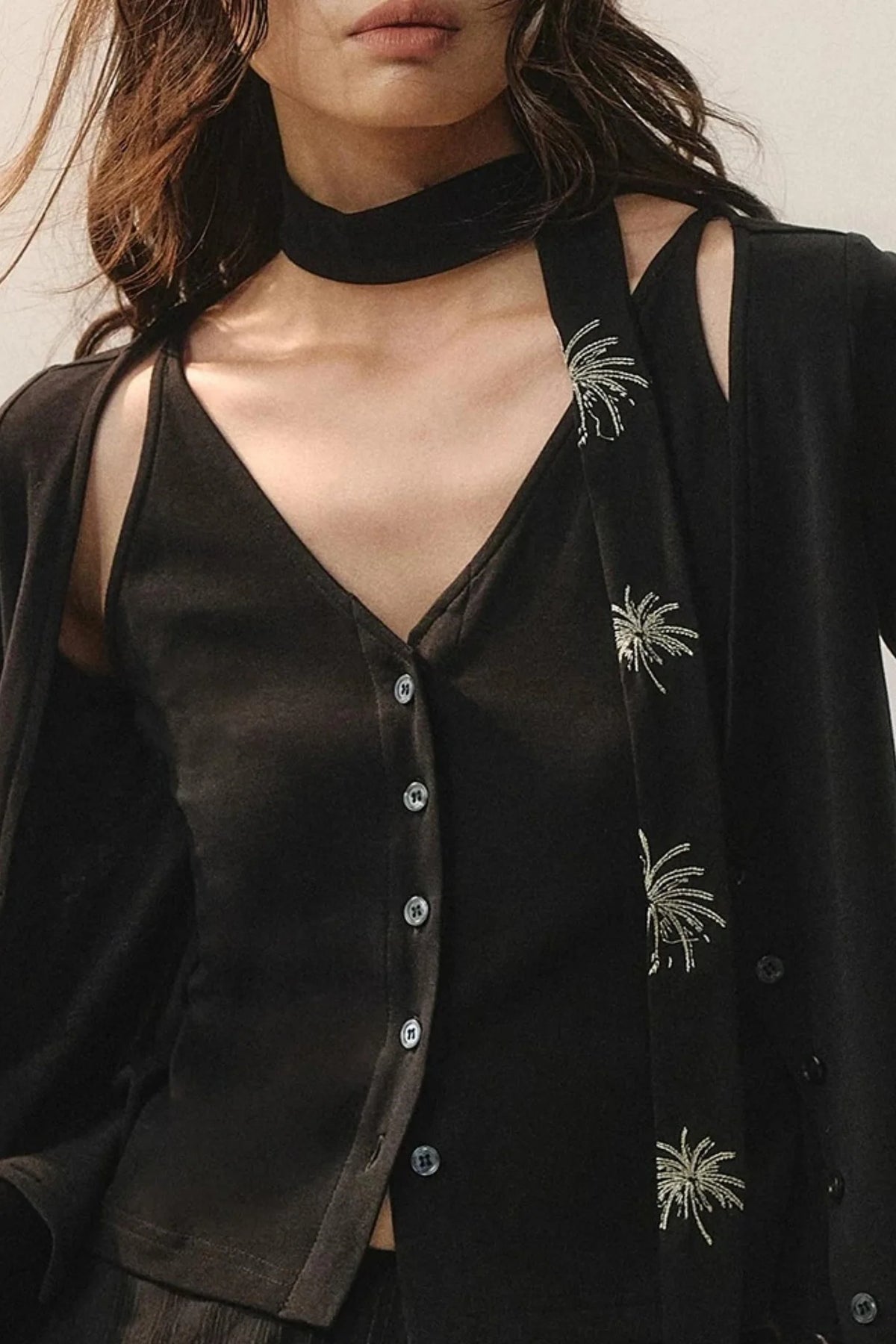 Layered Embroidered Knit Top