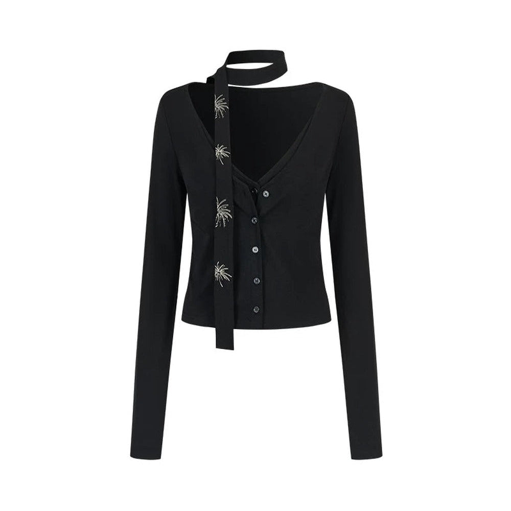 Layered Embroidered Knit Top