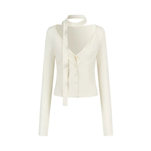 Layered Embroidered Knit Top