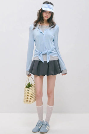 Layered Fake Two-Piece Tencel Wool Top