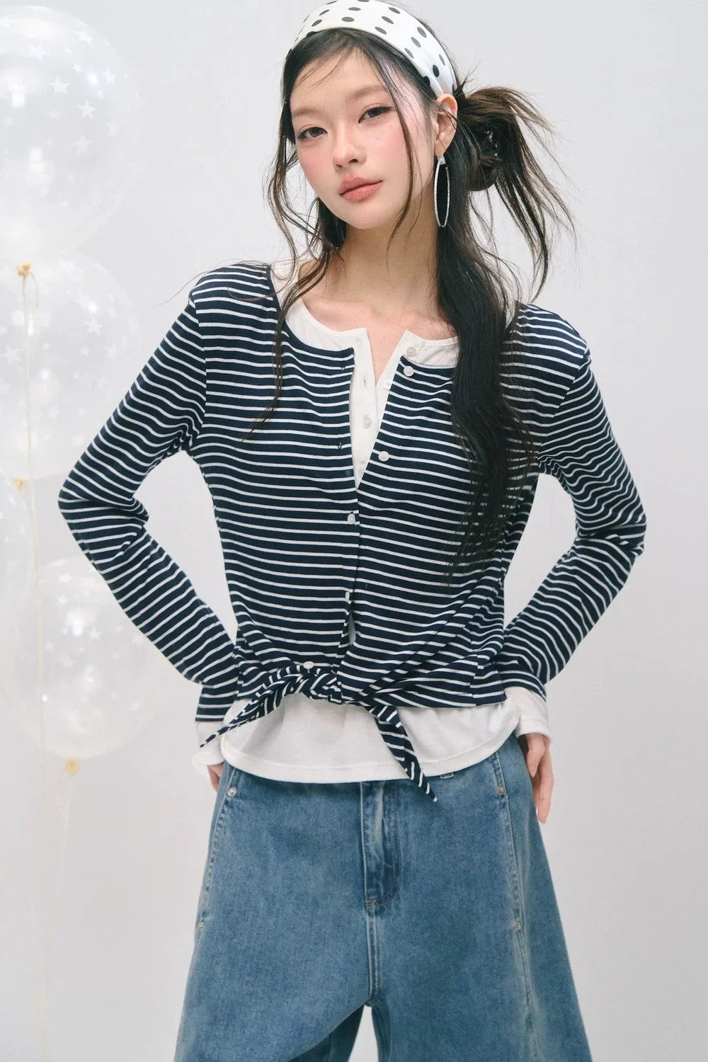 Layered Fake Two-Piece Tencel Wool Top