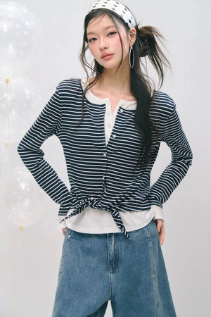 Layered Fake Two-Piece Tencel Wool Top