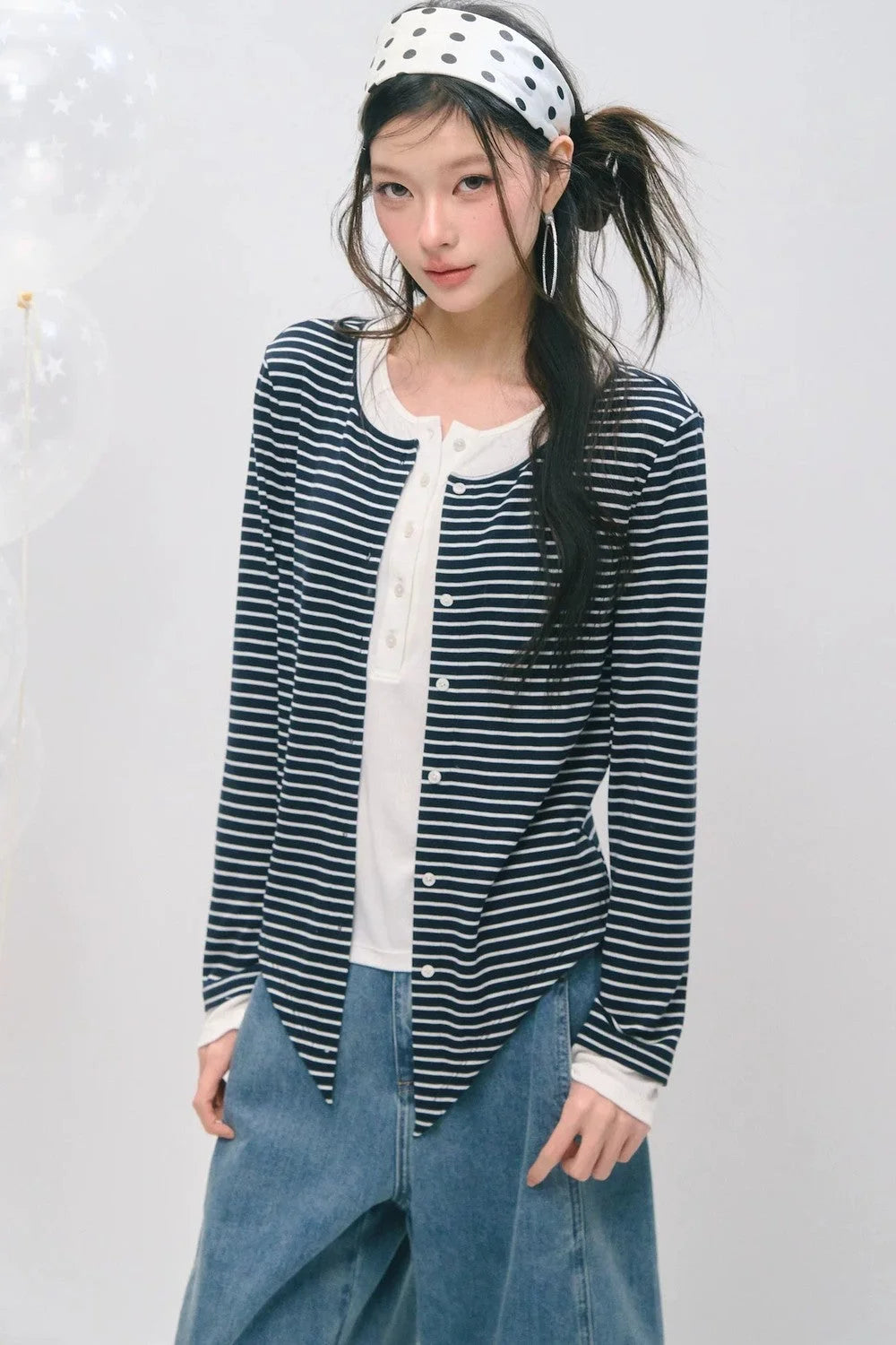 Layered Fake Two-Piece Tencel Wool Top
