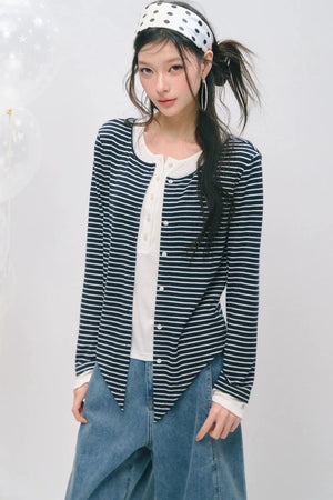 Layered Fake Two-Piece Tencel Wool Top