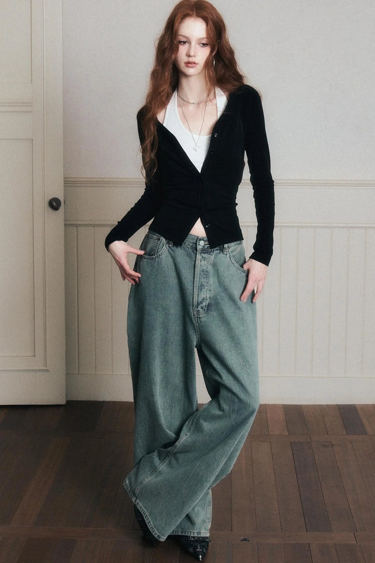 Layered Halterneck Knit Cardigan