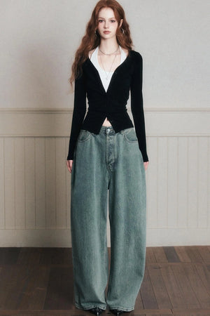 Layered Halterneck Knit Cardigan