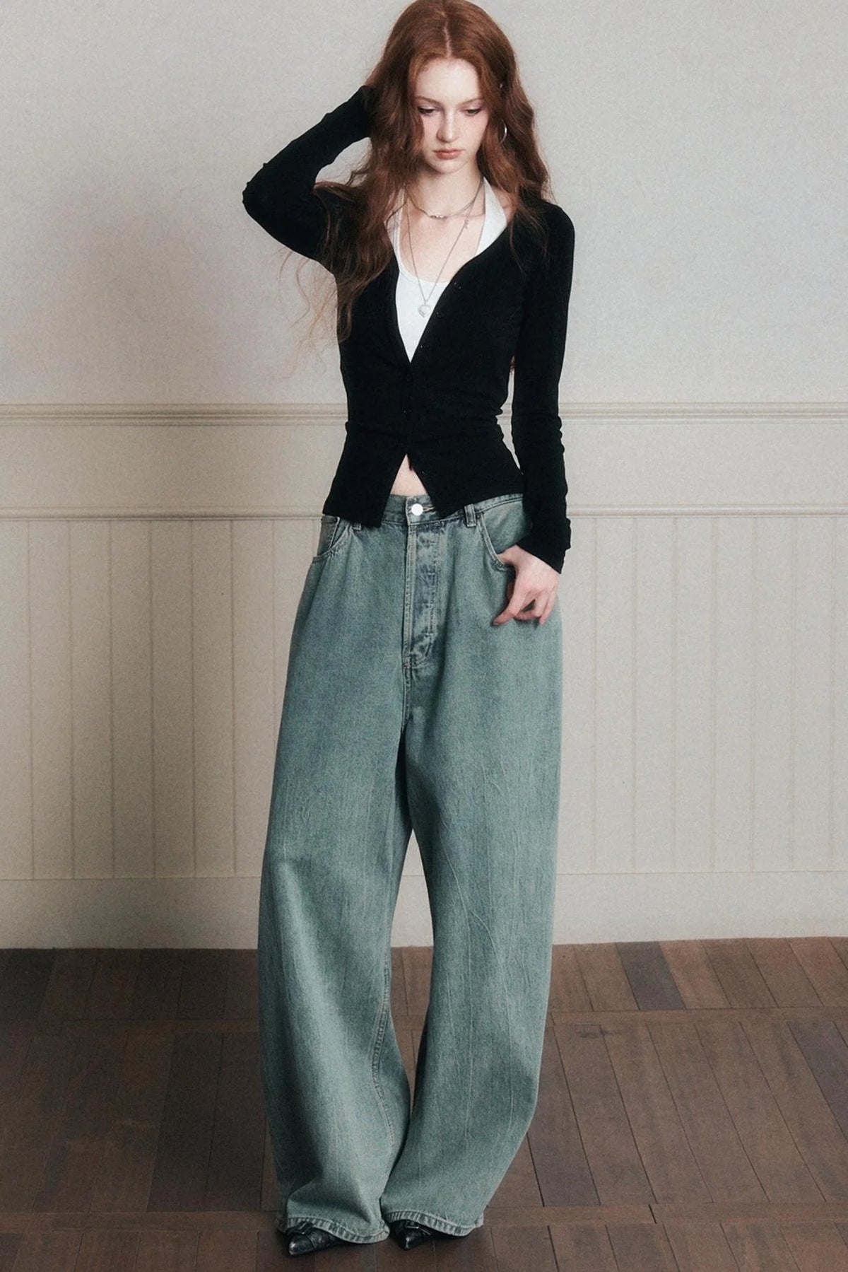 Layered Halterneck Knit Cardigan