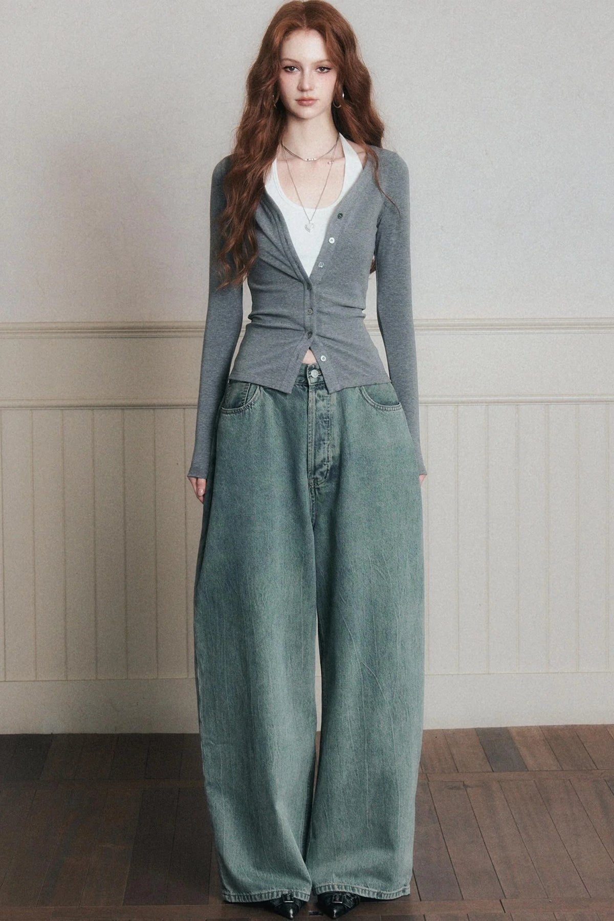 Layered Halterneck Knit Cardigan