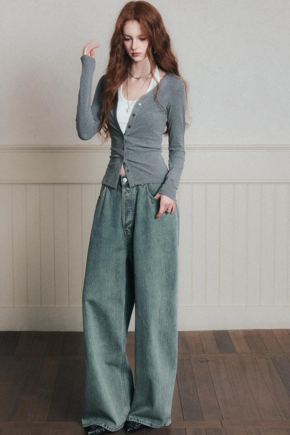 Layered Halterneck Knit Cardigan