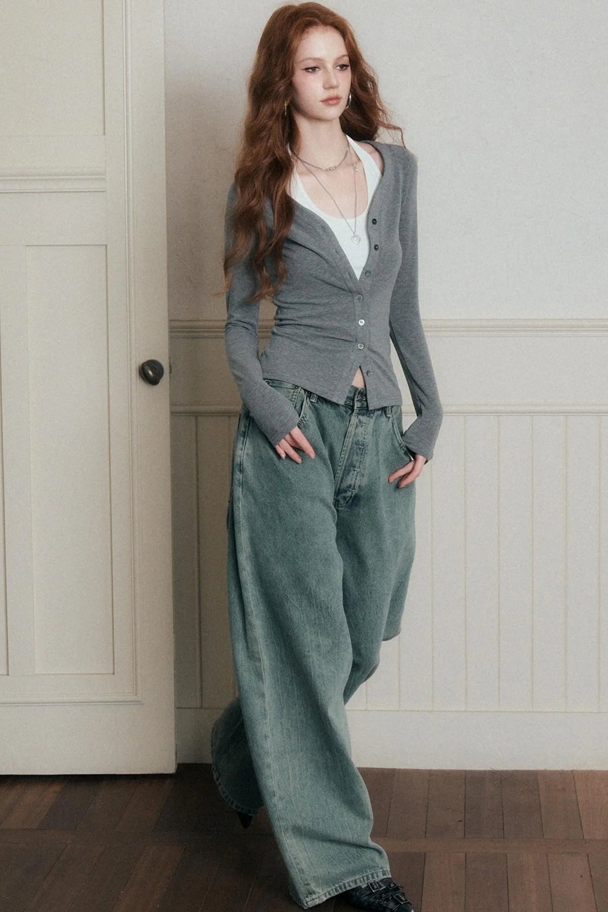 Layered Halterneck Knit Cardigan