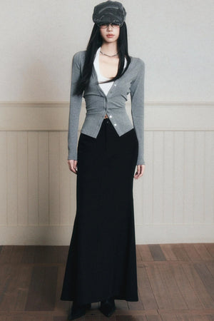 Layered Halterneck Knit Cardigan