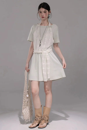 Layered Honeydew Halter Dress