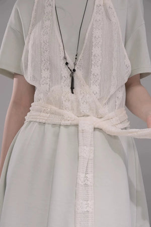 Layered Honeydew Halter Dress