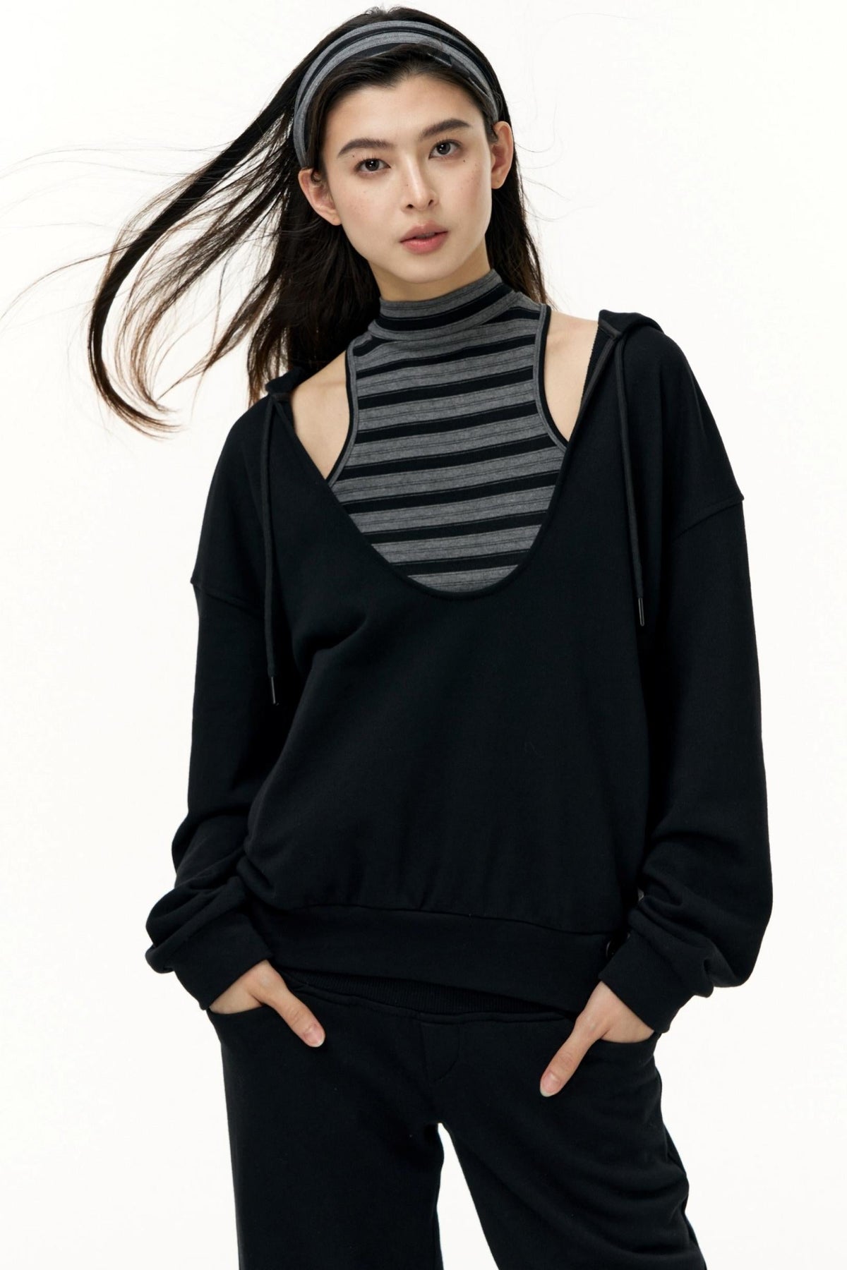 Layered Hooded Sweatshirt Set-Up