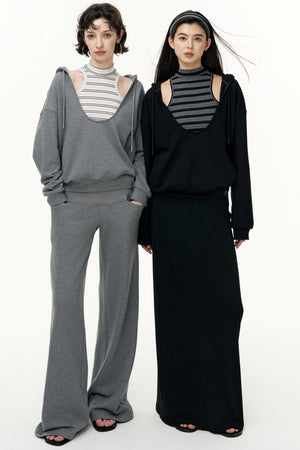 Layered Hooded Sweatshirt Set-Up