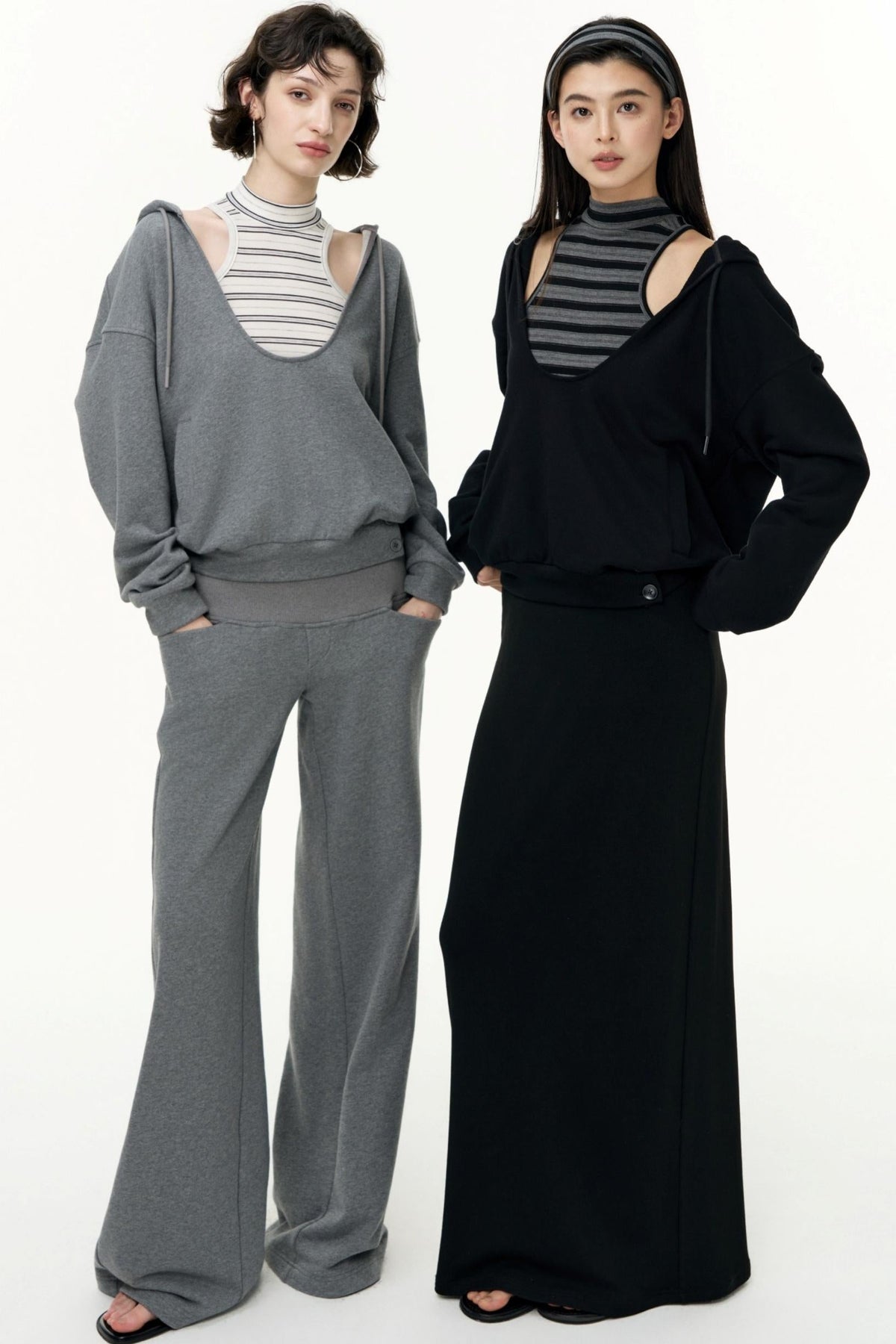 Layered Hooded Sweatshirt Set-Up