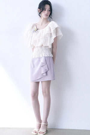 Layered Lace Ruffle Smocked Top