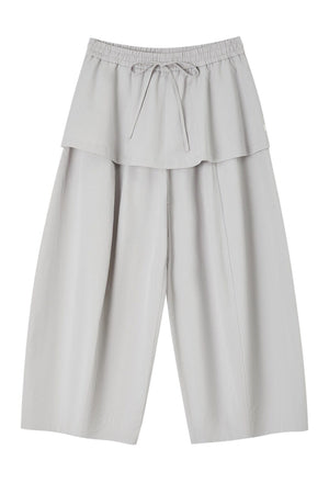 Layered-Look Skirt Overlay Wide Pants