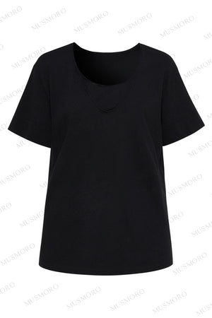 Layered-Look V-Neck Oversized Blouse