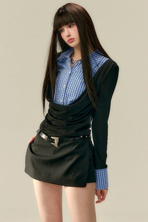 Layered Plaid Patchwork Shirt