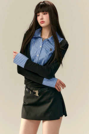 Layered Plaid Patchwork Shirt