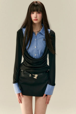 Layered Plaid Patchwork Shirt