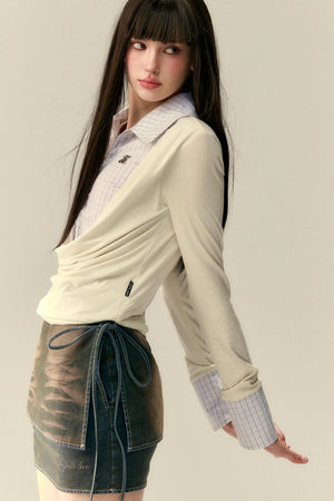 Layered Plaid Patchwork Shirt